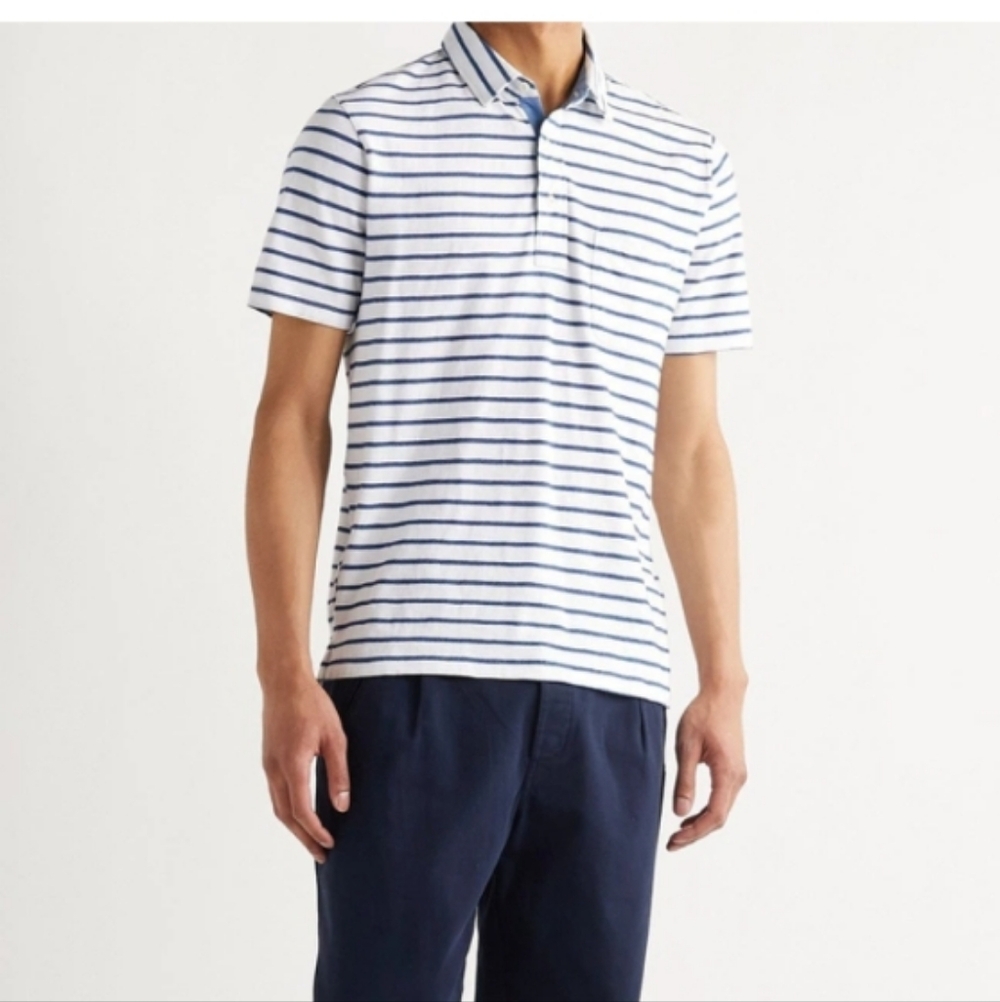 Faherty Cotton Jersey Striped Polo Short Sleeve